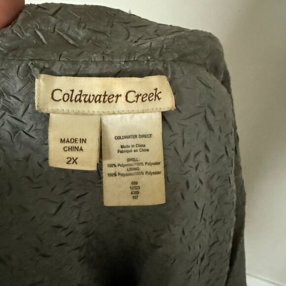 Coldwater Creek Womens Pewter Crinkle Jacket Plus Size 2X Open Blazer Stretchy - Picture 5 of 7